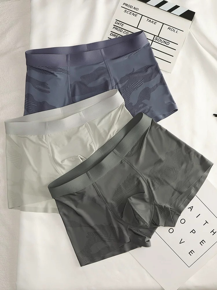 3 pièces Sous-vêtement pour homme en soie glacée