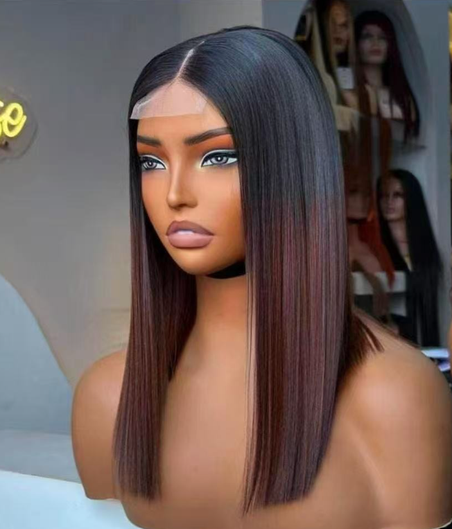 Perruque lisse closure  noire rouge