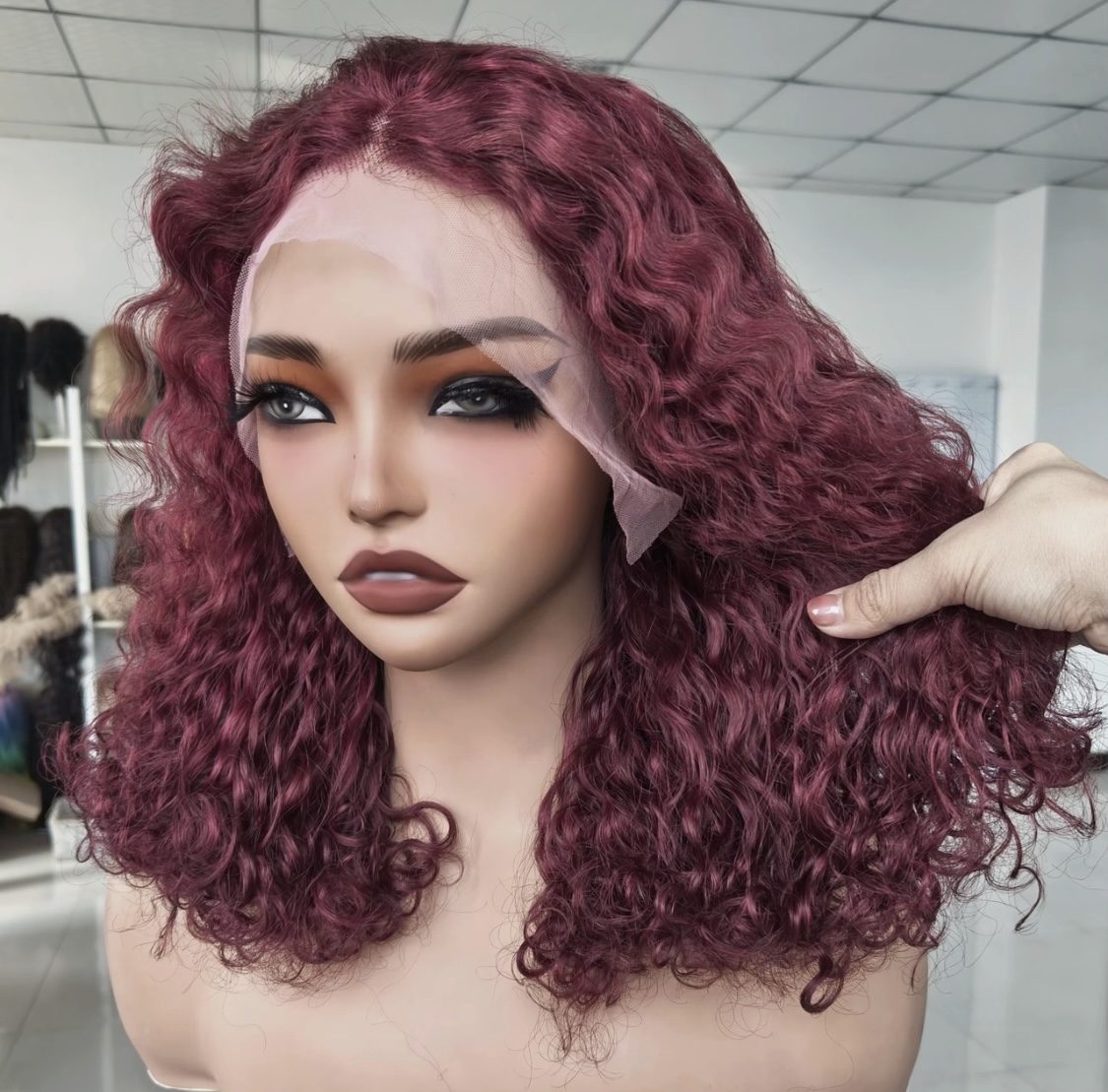 Perruque ya mayi rouge Bordeaux
